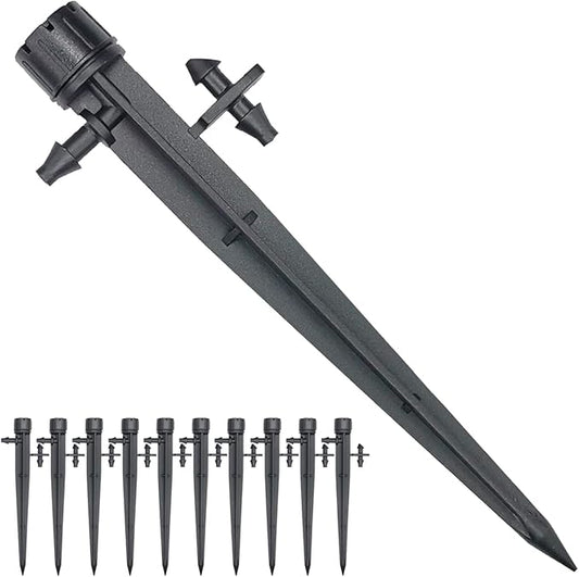 25 Pcs Drip Irrigation Emitters, Adjustable Flow 0-18 GPH Irrigation Drippers with Stake, 360 Degree Flow Sprinkler Head, Micro Sprinkler for Garden Patio Lawn Flower Bed