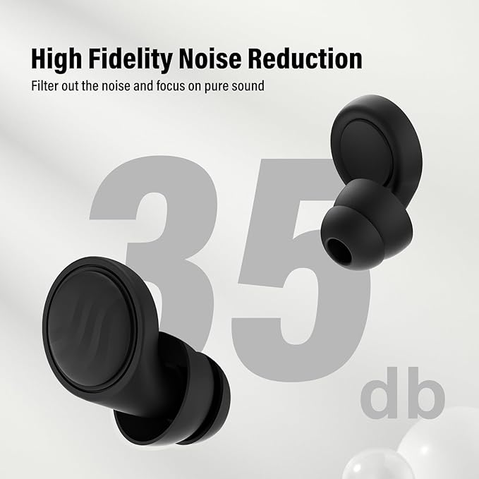 Ear Plugs for Sleeping Noise Cancelling - 35dB Reusable Ear Plugs with 7 Eartips and Carry Case - Flexible Hearing Protection - Replaceable Single/Double Eartips for Sleep, Focus, Travel, Work, Black