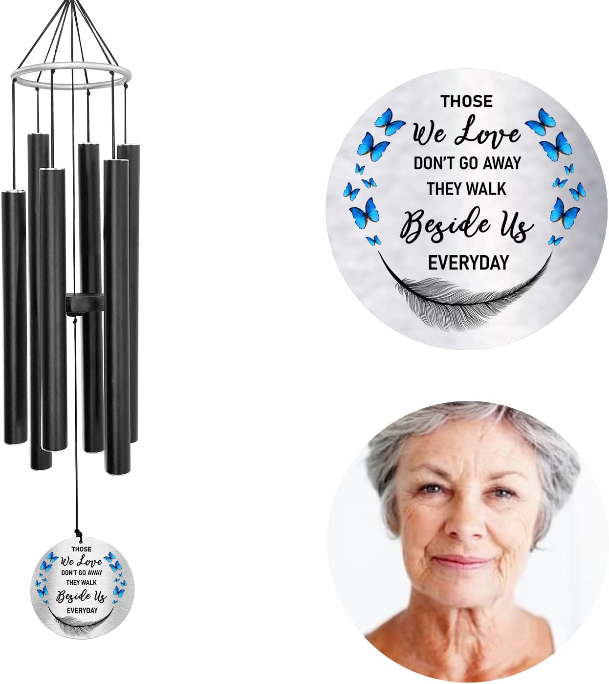 Personalized 36" Bereavement Wind Chimes for Outside, Memorial Gift in Remembrance of a Loved One, Sympathy Gift for Loss of Mother Father Husband, Garden Patio Decor