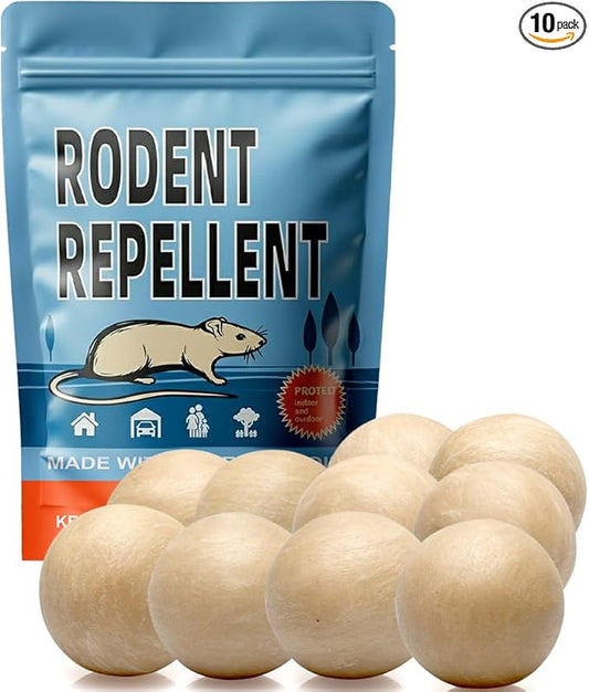 Rodent Repellent, Mouse Repellent, Mice Repellent Indoor, Rat Repellent, Mouse Deterrent for Car, Peppermint Balls for Mice, Keep Mice Out of Garage, Moth Balls for Outdoor Use-10Pcs