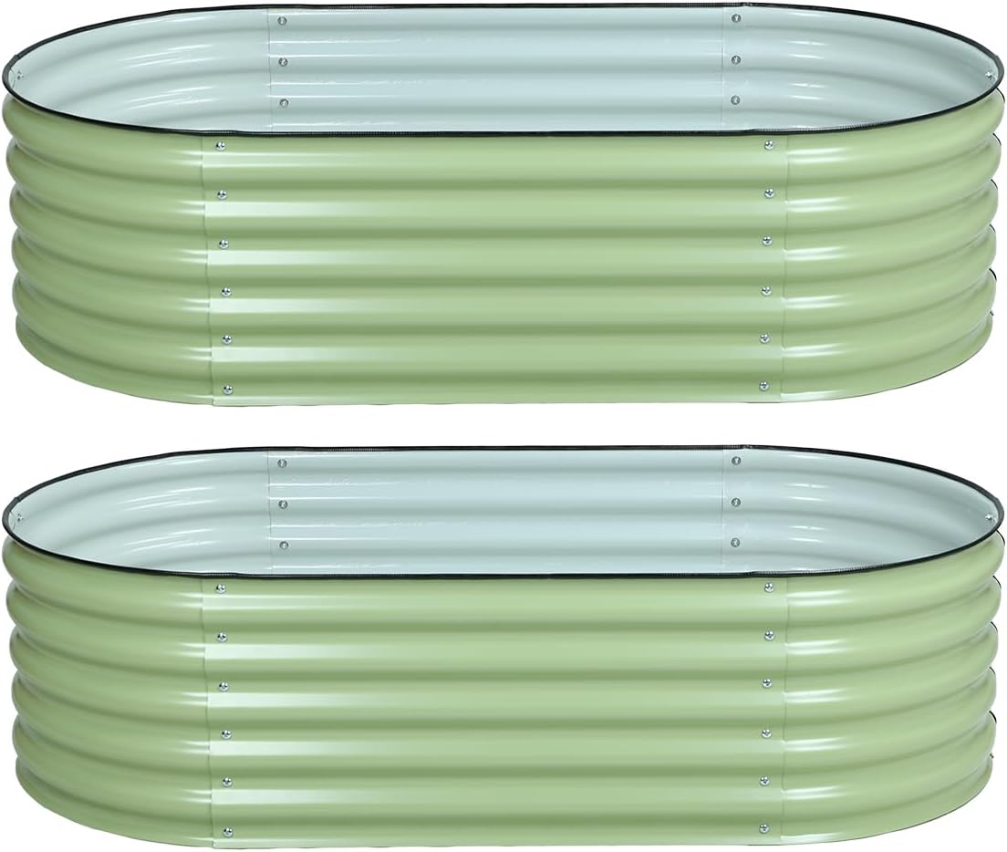 BPS 2-in-1 Metal Raised Garden Bed, 5.3x2.7 FT Galvanized Planter Raised Beds for Vegetables, Flowers 31'' Extra Tall