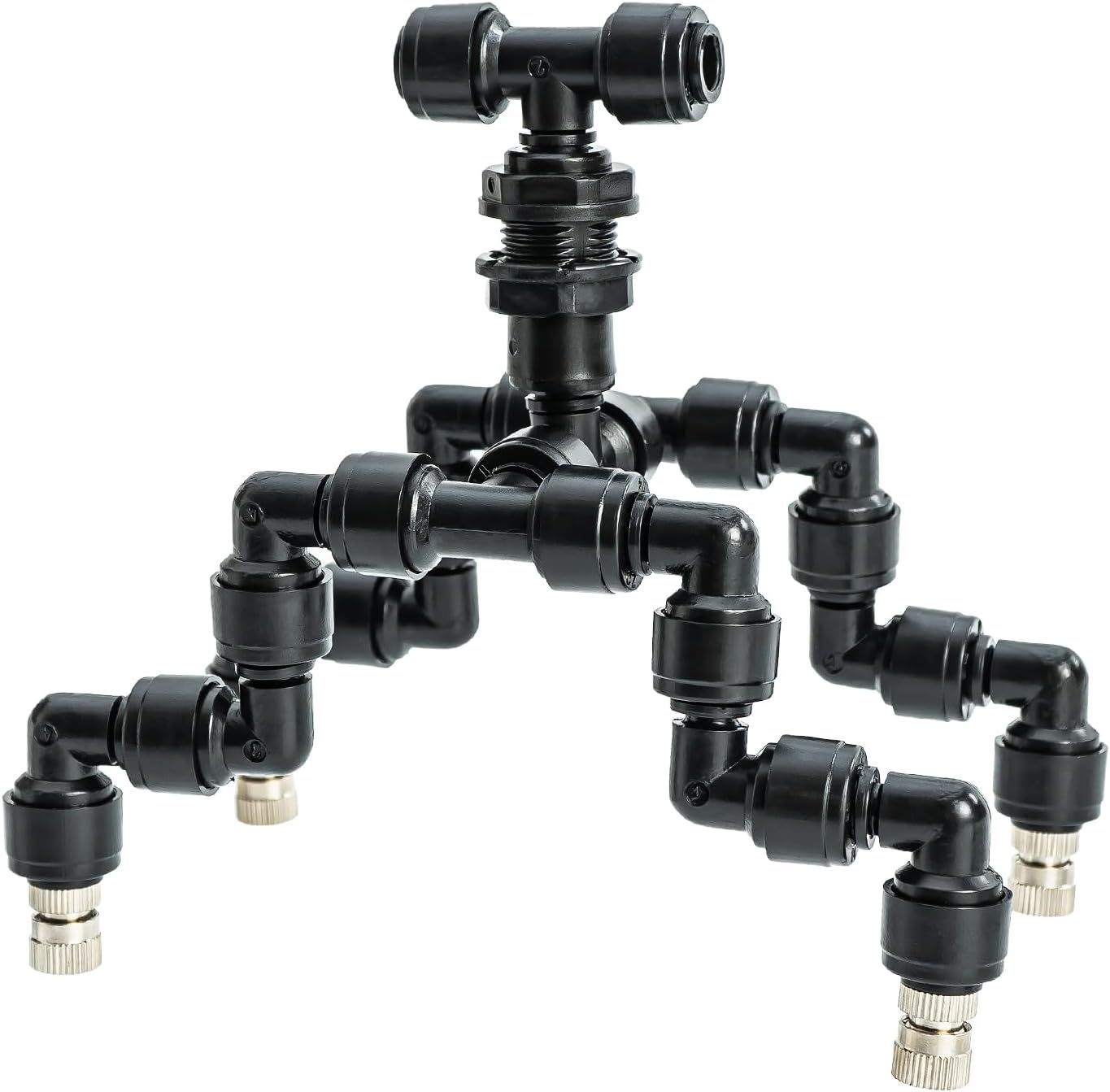 Reptile Mister Nozzles 360 Degree Adjustable Reptile Fogger Mist Sprinkler, Four-Head Black Misting Spray Nozzles for Aquarium Rainforest