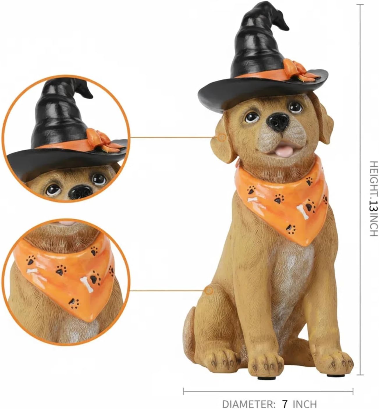 Halloween Decorations Indoor Dog Statue - Halloween Decor Figurine for Outdoor Indoor Mysterious Gothic Tabletop Puppy Sculpture Witch hat, Spooky Gifts Ghost Garden Decorations Rottweiler 5x7x13INCH