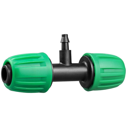 12 Pack Drip Irrigation Fittings for 1/2 Inch to 1/4 Inch Tubing Reducing Tee：1/2" (1/2" ID x 0.65" OD) to 1/4" Drip Line Anti-drop Locked Nut Barbed Reducer Tee Connectors