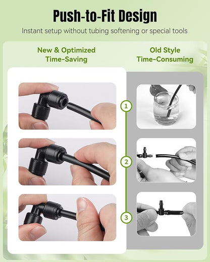 Pawfly 15 Pcs Quick Connect 1/4" Drip Irrigation Elbow Connectors, Anti-Leak Drip Irrigation Parts, Push-to-Fit 2-Way Elbows, Universal 90 Degree Elbow Fittings for 1/4 Inch Irrigation Tubing