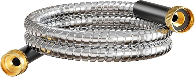 Short Garden Hose 5 ft, Male to Female Heavy Duty Stainless Steel Small Water Hose Extende Connector, Flexible No Kinks, Leakproof 3/4 in Fittings, Lightweight Metal Leader Hose,MBT5S Model