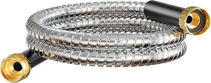 Short Garden Hose 5 ft, Male to Female Heavy Duty Stainless Steel Small Water Hose Extende Connector, Flexible No Kinks, Leakproof 3/4 in Fittings, Lightweight Metal Leader Hose,MBT5S Model