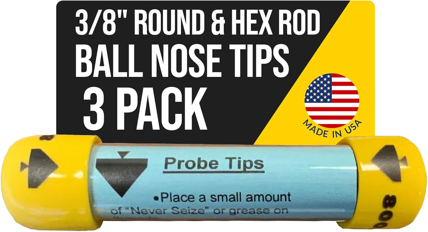 T&T Tools Standard Replacement Tips for 3/8" Soil Probe Rods - Compatible with Smart Stick & Mighty Probe - Ideal for Locating, Plumbing, Landscaping & Gardening Tools - Durable Metal Rod Tips, 3-Pack