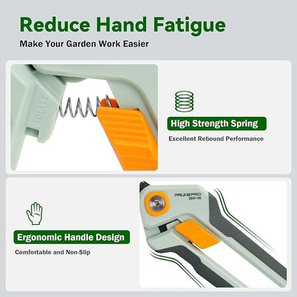 PrunePro Garden Scissors Pruning Shears Sharp Stainless Steel Non-Stick Teflon Coating Blade for Precise Cuts Garden Snip Bonsai Clippers for Plants Rose Flower