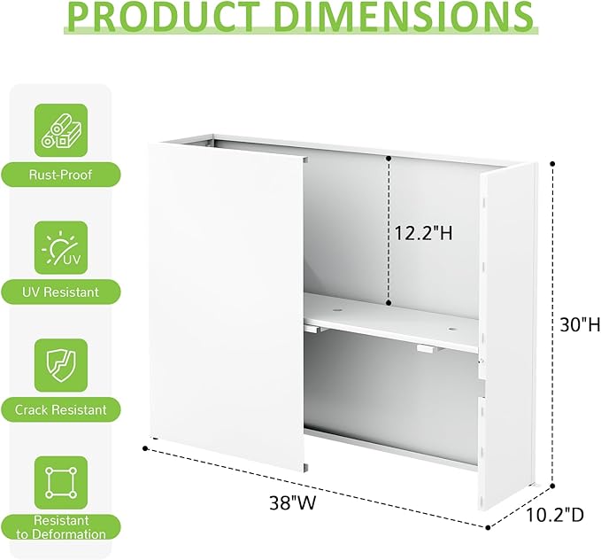 Set of 2 Outdoor Planters 38"W x 10.2"D x 30"H- Tall Rectangular Planters for Outdoor Patio/Porch, All-Weather with Anti-dumping Kit, Durable Galvanized Steel, Modern Design for Plants, Flower