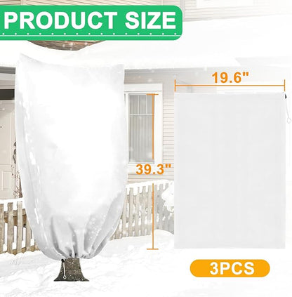 DQS 3 Pack Plant Covers Freeze Protection, 19.6" x 39.3" Winter Frost Protection Blankets Frost Cloth,Suitable for Outdoor Winter Frost, Cold Weather, shrubs, Trees, Jackets, and coverings