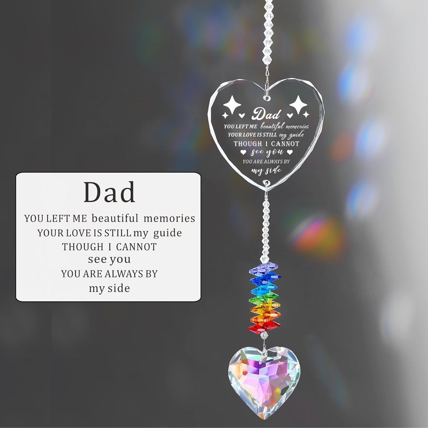 sympath Gifts for Loss of dad Crystal suncatcher Memorial Gift for Loss of Fother Condolence Bereavement Remembrance Gifts in Memory Sympathy for Loss of Loved one (Dad Memorial)
