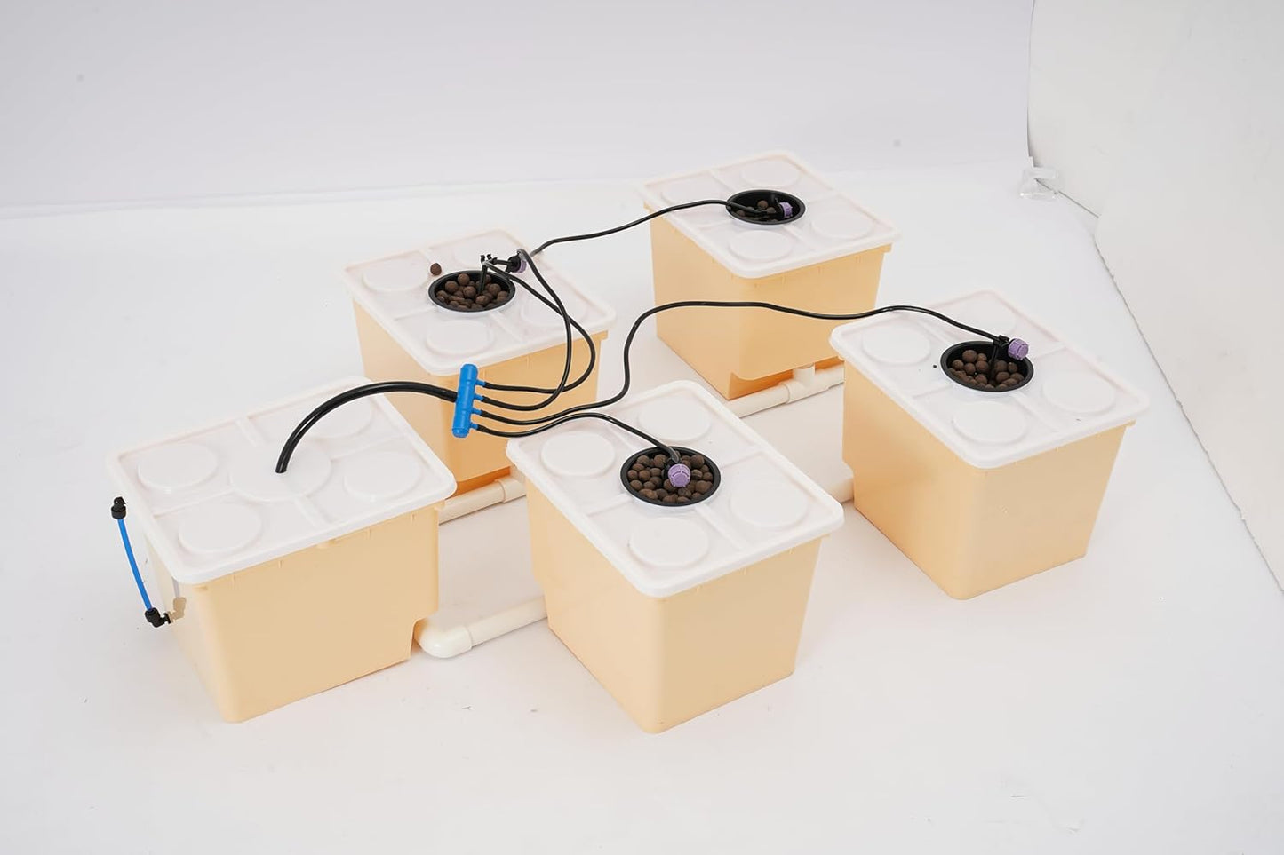 DWC Hydroponic Growing System, 5-Bucket 11L Deep Water Culture Indoor Planting Kit, Drip Irrigation Garden System with Pump, Indoor Gardening Grow Kit, for Vegetables, Herbs, and Fruits