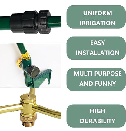 Hourleey 3-Arm Garden Sprinkler, 2 Pack High-Rise Lawn Sprinkler with Adjustable Telescoping Base, 360 Degree Rotation Sprinklers for Large Area Coverage Gardening Watering Lawn Irrigation System