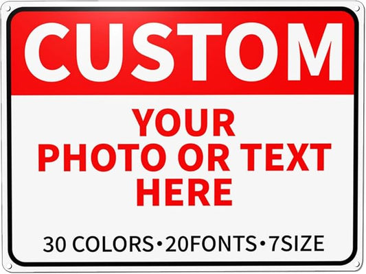 Custom Outdoor Metal Sign - Personalized for Business, Office, Home, Delivery, Road, Garden, Hazard, Parking, Decorative - 12''x8''