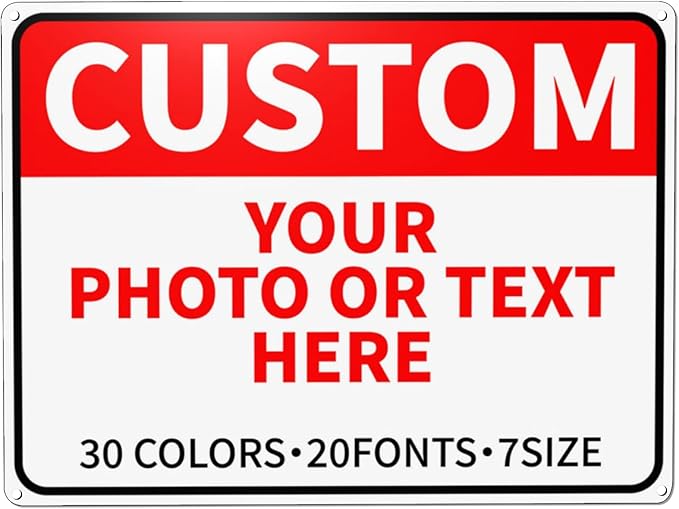 Custom Metal Signs - Personalized Signs for Business, Office, Home, Delivery, Road, Garden, Hazard, Parking, Decorative, 16''x12''