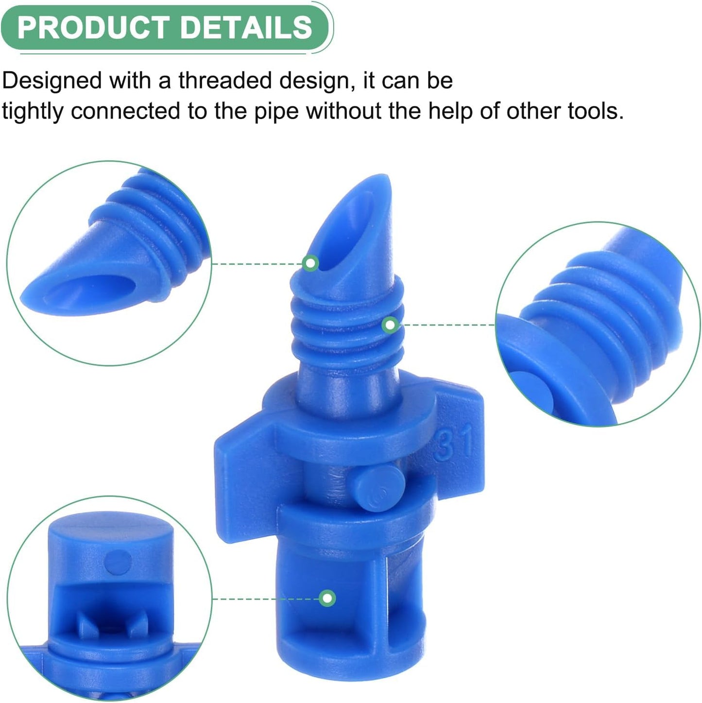 50-Pack Misting Nozzles, 90 Degree Irrigation Emitter Sprinklers for Garden/Plant/Lawn Water Irrigation System Barbed Refraction Atomizing Dripper [Blue]