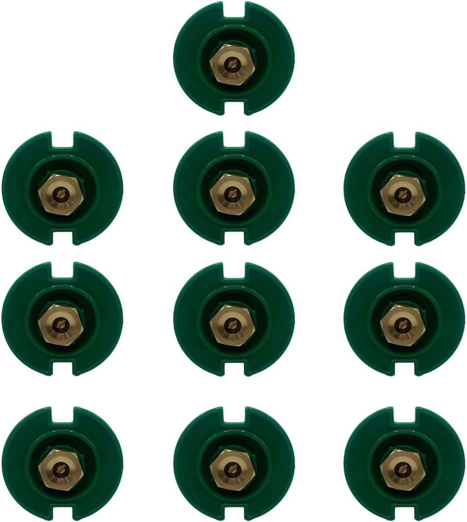 Poolzilla (10 Pack) Plastic Pop-Up Flush Head Sprinkler with Brass Full Pattern Spray Nozzle - Compatible with Flush Heads from Orbit, and Other Major Brands - 1-½’’ Inch Pop-Up Height