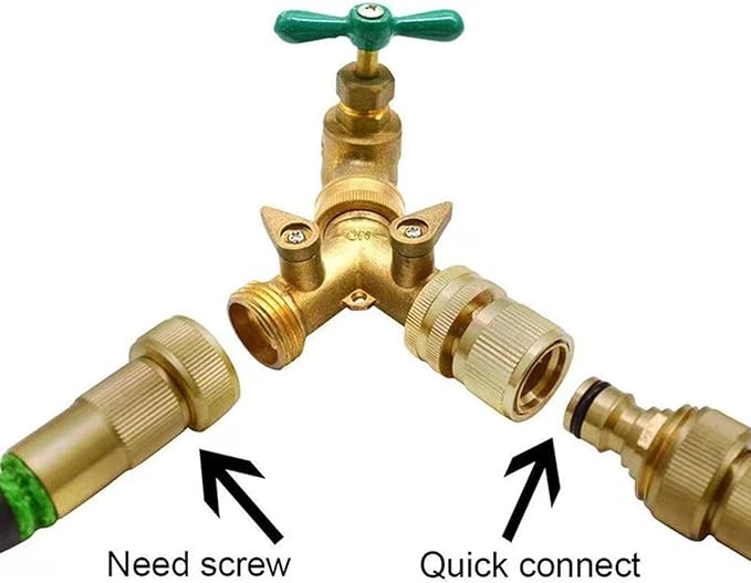 Garden Hose Quick Connector, Solid Brass 3/4 inch GHT Thread No-Leak Water Hose Fittings for Quick Connect and Release, Male and Female Garden Hose Adapter (2 Pack)