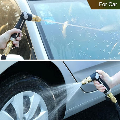 FANHAO Garden Hose Nozzle with High Pressure Jet, 100% Heavy Duty Metal Water Hose Sprayer, Thumb Flow Control, On Off Valve, Adjustable Spray Patterns for Garden Watering, Car and Pet Washing