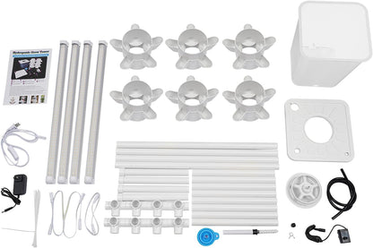 Vertical Hydroponic Tower Growing System,6Tiers 30Pods Home Hydronic Garden Kit with Water Pump&LED Light,Water Circulation Plants Germination System for Indoor Herbs Fruits & Vegetable (white)