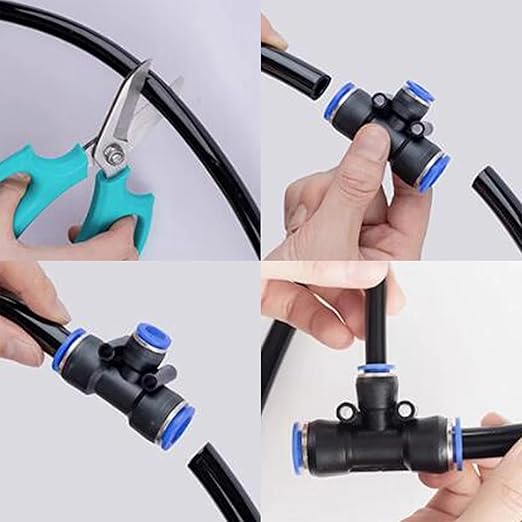 32.8FT/10M 1/4 Inch Tubing Drip Irrigation System Kit Automatic Garden Irrigation Equipment Adjustable Quick Connector Watering Misting for Outdoor Yard Lawn Raised Bed Greenhouse