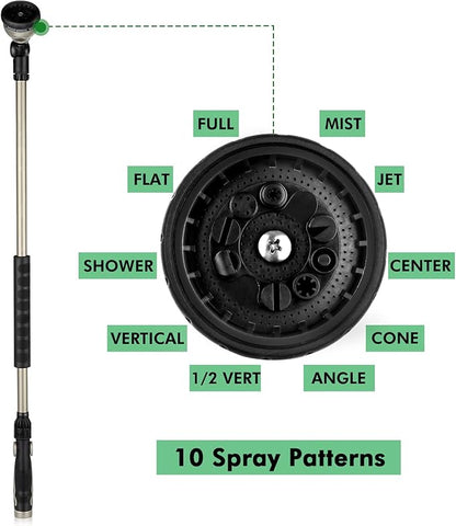 RESTMO 36” Long Watering Wand, Metal Garden Hose Wand with 180° Swivel Head and 10 Spray Patterns, 3ft Heavy Duty Hose Nozzle Sprayer with Thumb Flow Control, Ideal to Water Hanging Baskets, Shrubs