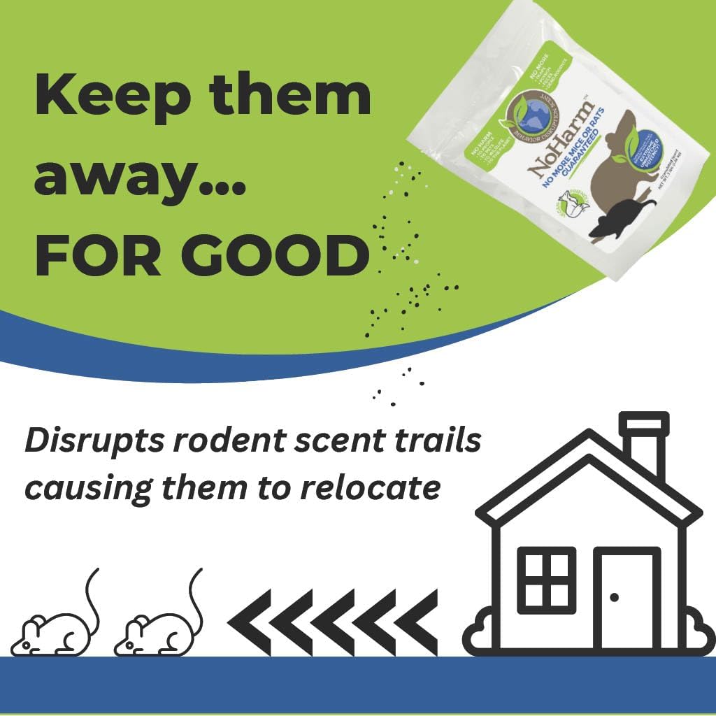 NoHarm Rodent Control | Smarter Than Repellent | Blocks Scent-Trails | Disrupts Mice and Rats | Safe | 4 Packets for Indoor Use