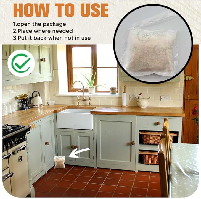 Pest Repellent, Mouse Repellent, Rodent Repellent for Indoor/Outdoor, Natural Rat Repellent for House, Keep Mice, Roach, Ant and Spider Away from Home, Protects 120 sq ft - 8P