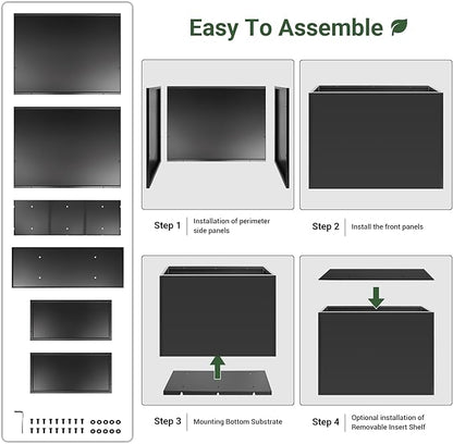 Metal Planter Box 36” x 12” x 26”, Heavy Duty Tall Black Planter with Removable Insert Shelf for Porch, Garden, Patio, Yard