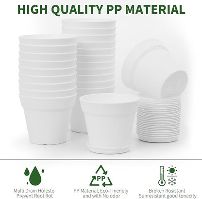 GARDIFE 20 Pack 4 inch Plant pots, planters for Indoor Plants, Flower pots, White