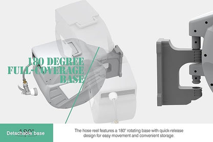 Blütezeit Retractable Garden Hose Reel 5/8'' x 100 ft, Heavy Duty Hose Reel Wall Mount with 3/4''GHT Brass Fitting, Automatic Slow Rewind, Any Length Lock, 180° Swivel, 9 Function Hose Nozzle