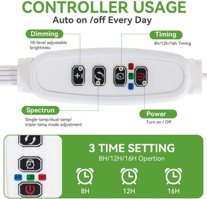 Grow Lights for Indoor Plants Full Spectrum,15-62 Inches Height Adjustable Dsektop and Standing Plant Growing Lamps with Detachable Tripod Stand, Auto On/Off Timer (Full Spectrum, Four Heads)