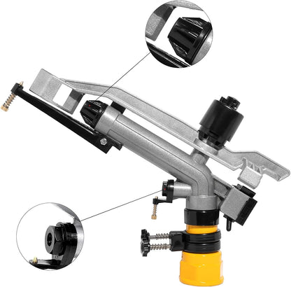 1-1/2"" FNPT Full Circle Rain Gun, Full Circle Impact Sprinkler with 4 Nozzles, Lawn & Garden Sprinklers for Large Range Coverage and Watering Efficiency, Sliver, 3BN-7Y3-POF425