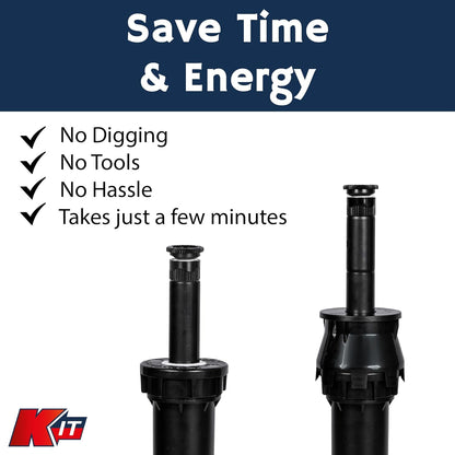 Kap-It Pop-Up Sprinkler Riser Extension - 1.5 Inch Height, No-Dig, Stackable - Easy Installation - Sprinkler Parts Compatible with Most Brands - Black 10 Pack