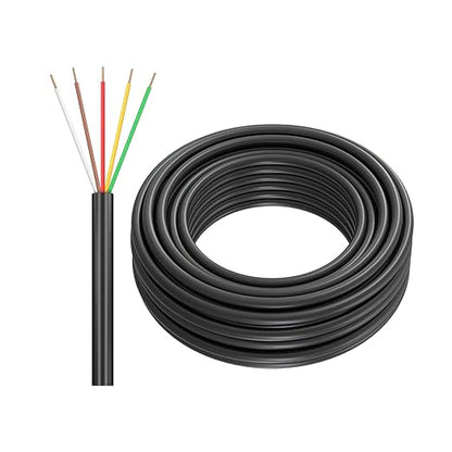 18/5 Sprinkler Wire, 150 ft, 6.3 mm, Black, PVC, Pure Copper, UV Resistant, Easy Install, Suitable for Solid Sprinkler Systems