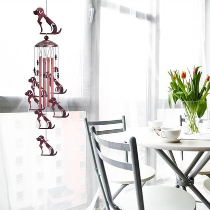 Outdoor Dog Wind Chimes Gifts for Mom - with 4 Tubes 6 Bells 7 Dogs Wind Bell, Romantic Wind Catcher, Mobile Dog Decor, Dog Bell, Puppy Windchimes for Home, Balcony, Tree, Festival, Garden Decoration