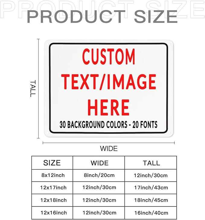 Custom Sign Personalized Custom Metal Sign, Customize For Office, Business, Workplace, Office, Home, Delivery Signs 8x12