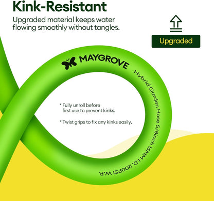 100 ft Garden Hose, 5/8 in ID, Heavy-Duty, Leakproof, Kink-Resistant Water Hose with Swivel Brass Fittings, 600 PSI Burst Rating, Ideal for Car Wash & Lawn Watering