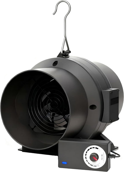 MELONFARM 6" 260 CFM Inline Duct Fan with E12 Speed Controller, Ventilation Exhaust Fan for Cooling Booster, Grow Tents, Hydroponics