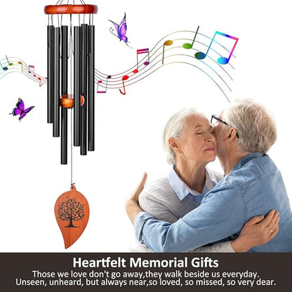 Sympathy Wind Chimes,32" Memorial Wind Chimes for Loss of Loved One, Sympathy Memorial Bereavement Gift,in Memory of Loved One Loss of Mother Father，Home Decor Garden Patio Outdoor-Black
