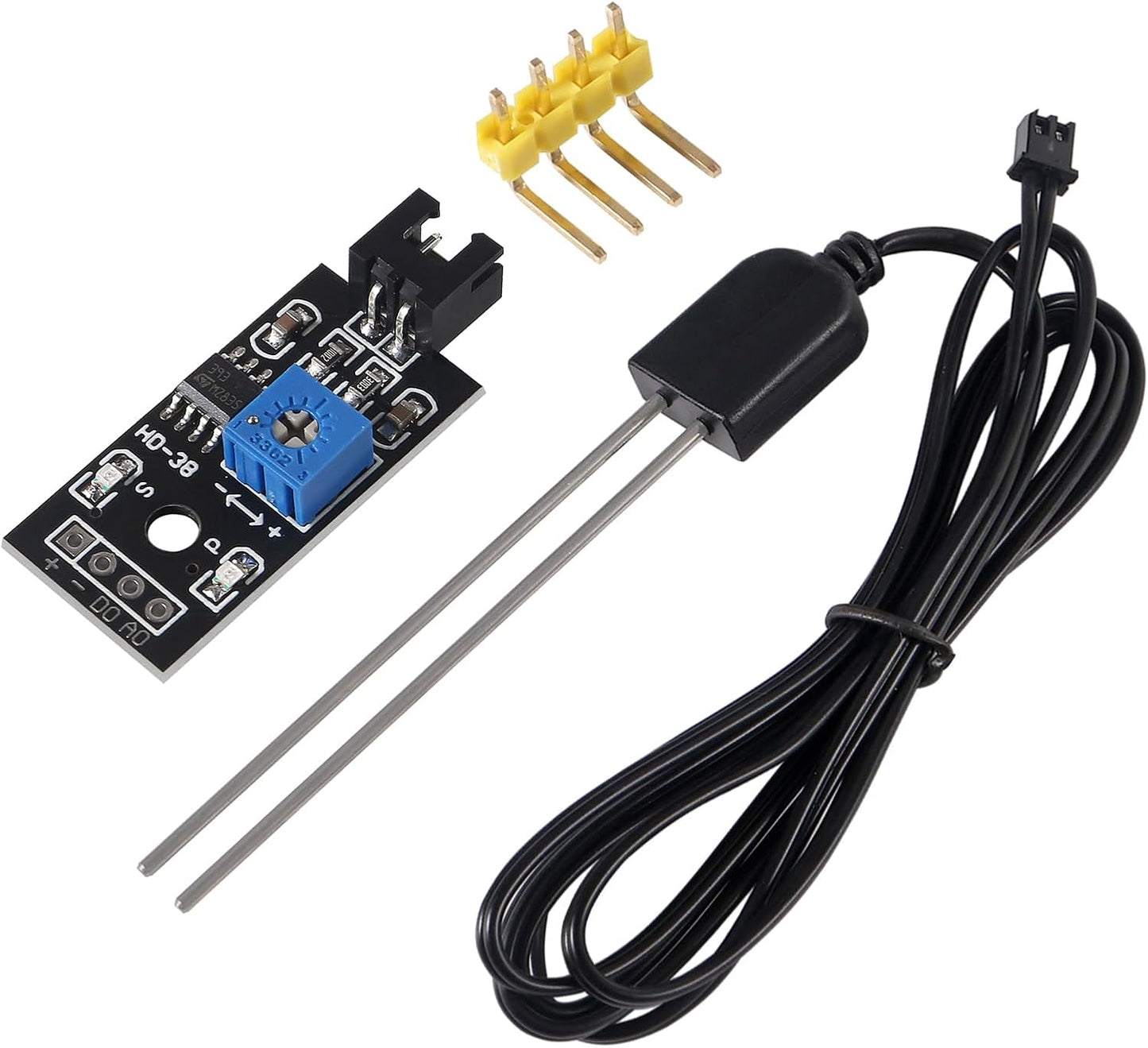 Soil Moisture Sensor, Icstation Humidity Detector, with Corrosion Resistant Probe, Digital Analog Signal Output for Arduino Raspberry Pi Garden Automatic Watering System (4Sets)