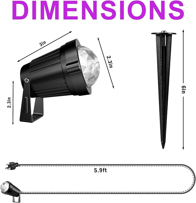 Halloween Christmas Outdoor Spot Lights Black Light Projector, 12W IP65 Waterproof LED Spotlight Outdoor Landscape Lighting with 16 Color Changing for Yard Garden Decorations(2Pack)