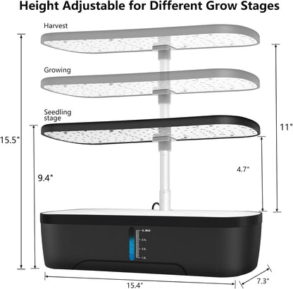 Hydroponics Growing System, Indoor Herb Garden, 12 Pods Hydroponics Growing System, Herb Garden Kit Indoor Gardening System with Grow Light, Automatic Timer, Height Adjustable, Home Kitchen Gift