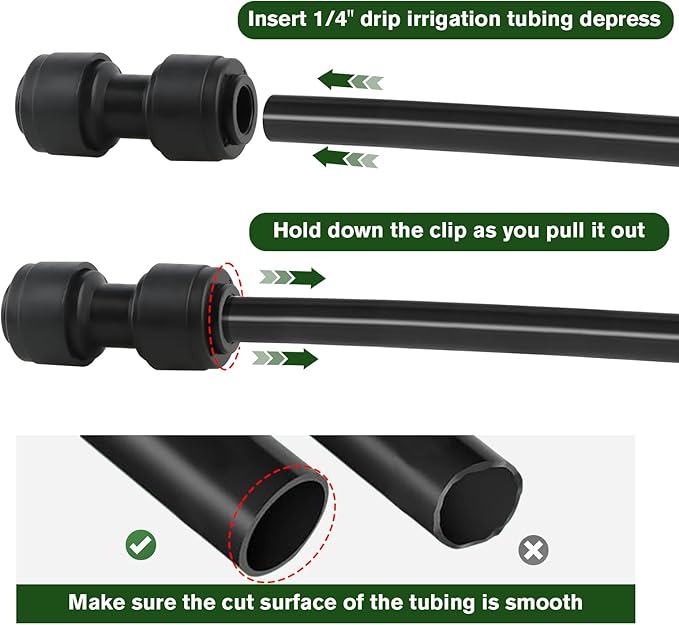 Kalolary 30PCS Quick Connect 1/4" Drip Irrigation Coupling Connectors, Drip Irrigation Part for 1/4 Inch Irrigation Tubing 2-Way Connectors Leak Free Straights Fittings for Drip Irrigation System