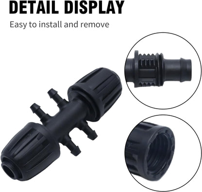 20 PCS Barbed Tee Irrigation Fittings 1/2 Inch to 1/4 Inch Drip-proof Fitting for Irrigation Pipe (1/2 inch to 1/4 inch Barbed six-way)