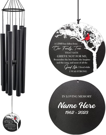 Personalized 36" Memorial Wind Chimes for Outside, Sympathy and Bereavement Gift for Loss of Loved One, A Thoughtful Remembrance of Mother, Father or Husband for Garden and Patio