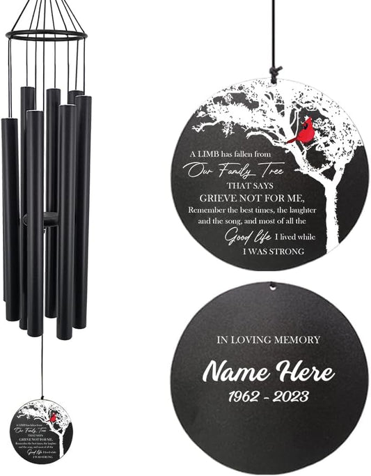 Personalized 36" Memorial Wind Chimes for Outside, Sympathy and Bereavement Gift for Loss of Loved One, A Thoughtful Remembrance of Mother, Father or Husband for Garden and Patio