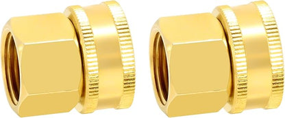 TAROSE 2 Pack Brass Garden Hose Adapter, Female to Female Hose Adapter Connector, GHT to NPT Adapter Hose Fitting,Double Brass Garden Hose to Pipe Fittings Connect