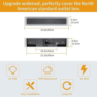 Upgrade Widened 2 Pack Modern LED Wall Sconce, 23.6inch Outdoor Wall Lights, 3000K Warm White, 24W, IP65 Waterproof, Black Long Linear Wall Mount Lighting, Outside Exterior Light for Garage, Patio